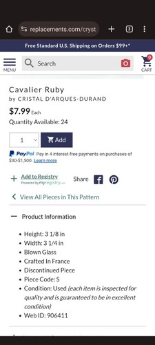 9x Crystal D'Arques Durand Cavalier Ruby Red Clear Stem & Foot Champagne Sherbet - Picture 4 of 4