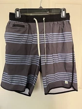 Vuori Mens Board Shorts Swim Trunks Surfing Slate Blue/ Black Size Medium