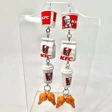KFC Earrings - Chain Earrings - Statement Earrings - Chicken Earrings - Fast Foo