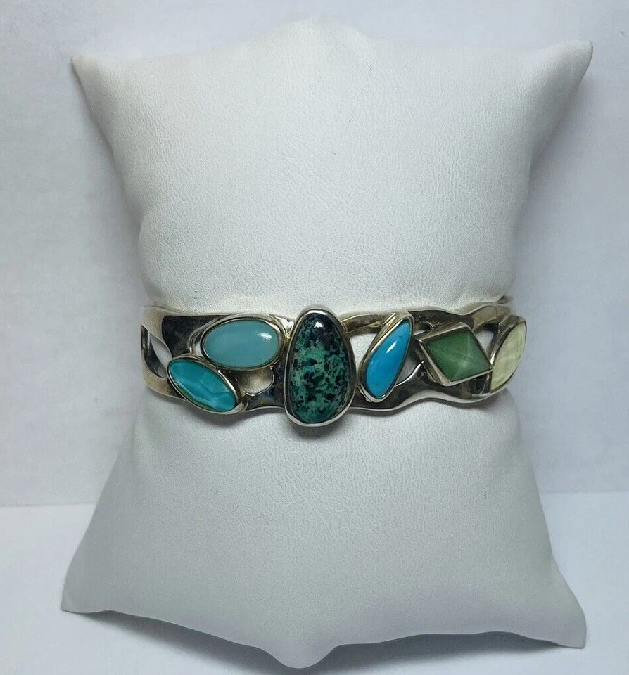 Whitney Kelly Sterling 925 Silver Turquoise Chalcedony Bracelet 6 in - Image 3 of 4