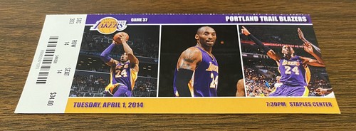 PAU GASOL FINAL LA LAKERS FULL GAME TICKET vs DAMIAN LILLARD BLAZERS 04-01-2014 - Picture 3 of 12