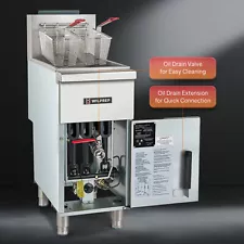 Commercial Floor Gas Deep Fryer Propane 3 Burners 40lbs 90000 BTU 400°F CSA