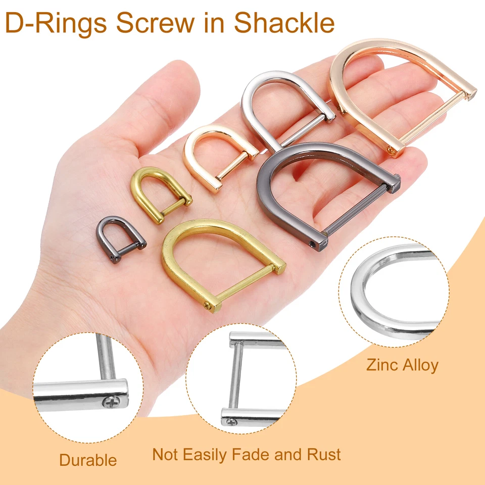 4 Piezas Anillos en D de 1" Grillete Herradura Forma de U Anillo en D Plata Foto 3 de 4