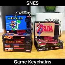 Mini SNES Game Case Keychains, Miniature Nintendo Cover Art, Retro Gamer Gift