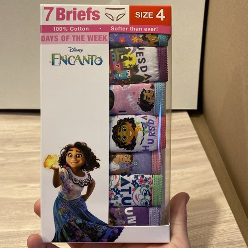 7 PACK Disney Encanto Assorted Girls Panties Multicolor Briefs Sz 4 Cotton New