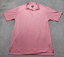 FootJoy FJ Golf Polo Pink White Striped Short Sleeve Athletic Shirt Mens Large