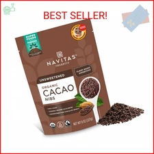 Navitas Organics Raw Cacao Nibs, 8 oz. Bag, 76 Servings — Organic, Non-GMO, Fair