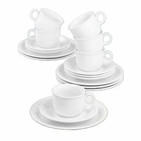 Seltmann Weiden Compact Kaffeeservice, Weiß Porzellan, SpüLmaschinenfest, 18-Tlg