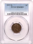 1927-S Lincoln Wheat Cent 1C, PCGS MS62BN Brown, Uncirculated BU
