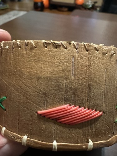 Cesto di erba dolce corteccia di betulla quill porcospino vintage - Foto 11 di 17