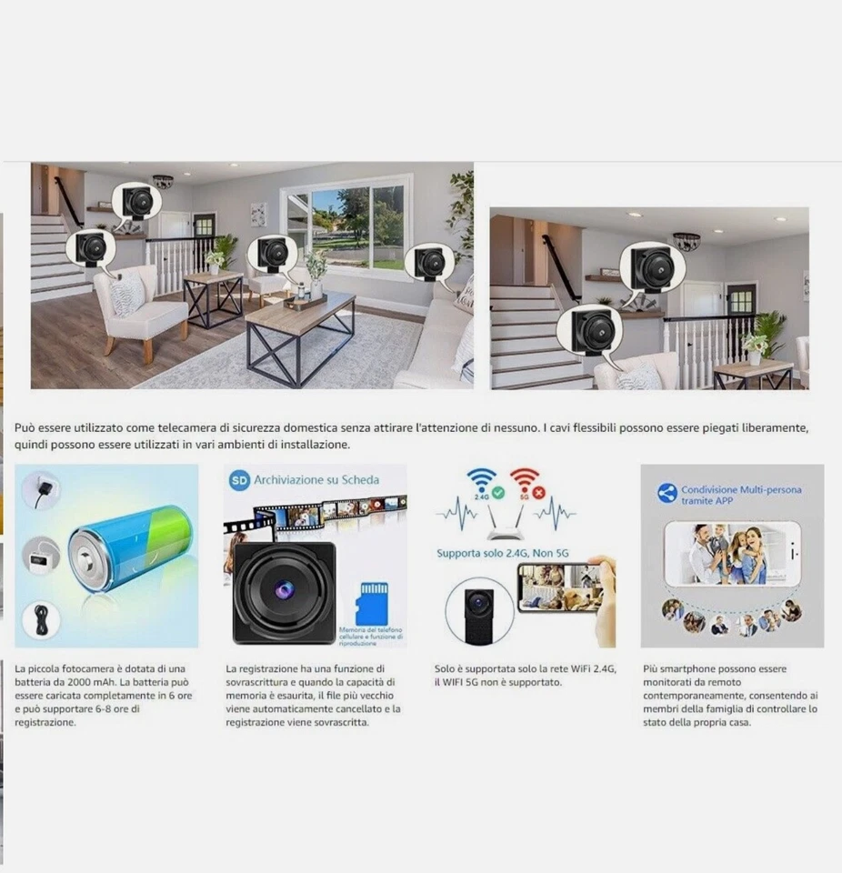 Micro telecamera wifi microcamera bottone mini camera cam - Immagine 4 di 4