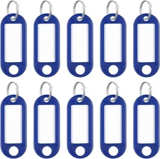 10 Pieces Key Tags 2 Inch Soft Plastic Key Chain Tags with Blank Paper Labels Bl