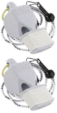Fox 40 Classic Official CMG 3-Chamber Pealess Whistle + Lanyard, White (2-Pack)
