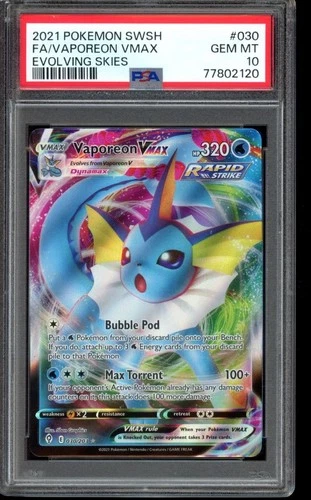 PSA 10 Vaporeon VMAX 030/203 - Evolving Skies