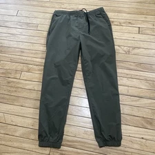 Banana Republic Men’s Joggers Army Green Windbreaker Tapered Leg Drawstring Sz M