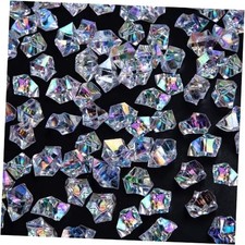 180PCS Iridescent Fake Ice Rocks   Clear Acrylic Fake Ice Cubes  Bright Clear