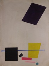 Dipinto olio su tela firmato Kazimir Malevich suprematista - avanguardia russa