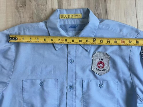 Vintage 90s US Firefighter Fireman Paramedic Button down Shirt with Patch Mens L - Picture 9 of 10