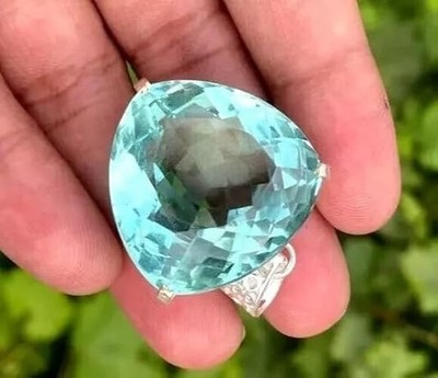 Natural 96 Ct Sky Blue Topaz Trillion Cut 925 Solid Silver Pendant Gemstone