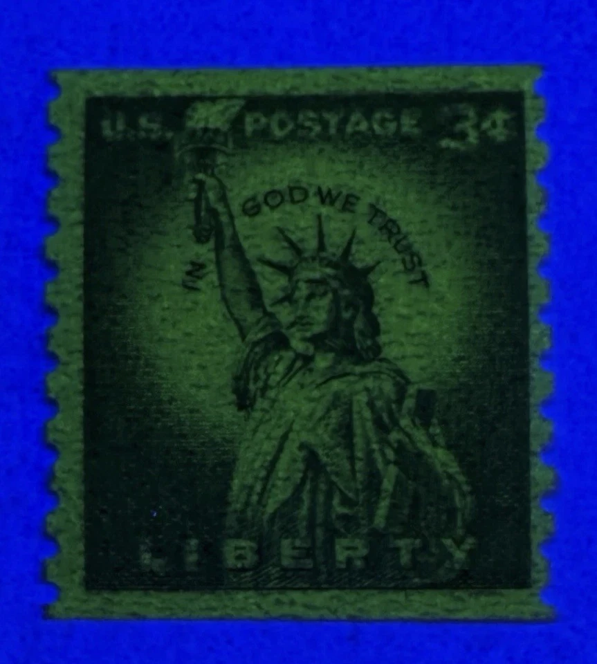 US #1057c 1966 3c púrpura Liberty etiquetado “LOOK” horizonte. sello bobina MNH/VF—escaso Foto 4 de 4