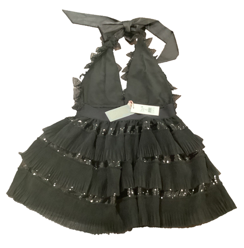 Love Shack ausgefallenes schwarzes Mini Callaia Kleid Lagenlook mit Pailletten M Neu mit Etikett - Bild 3 von 4