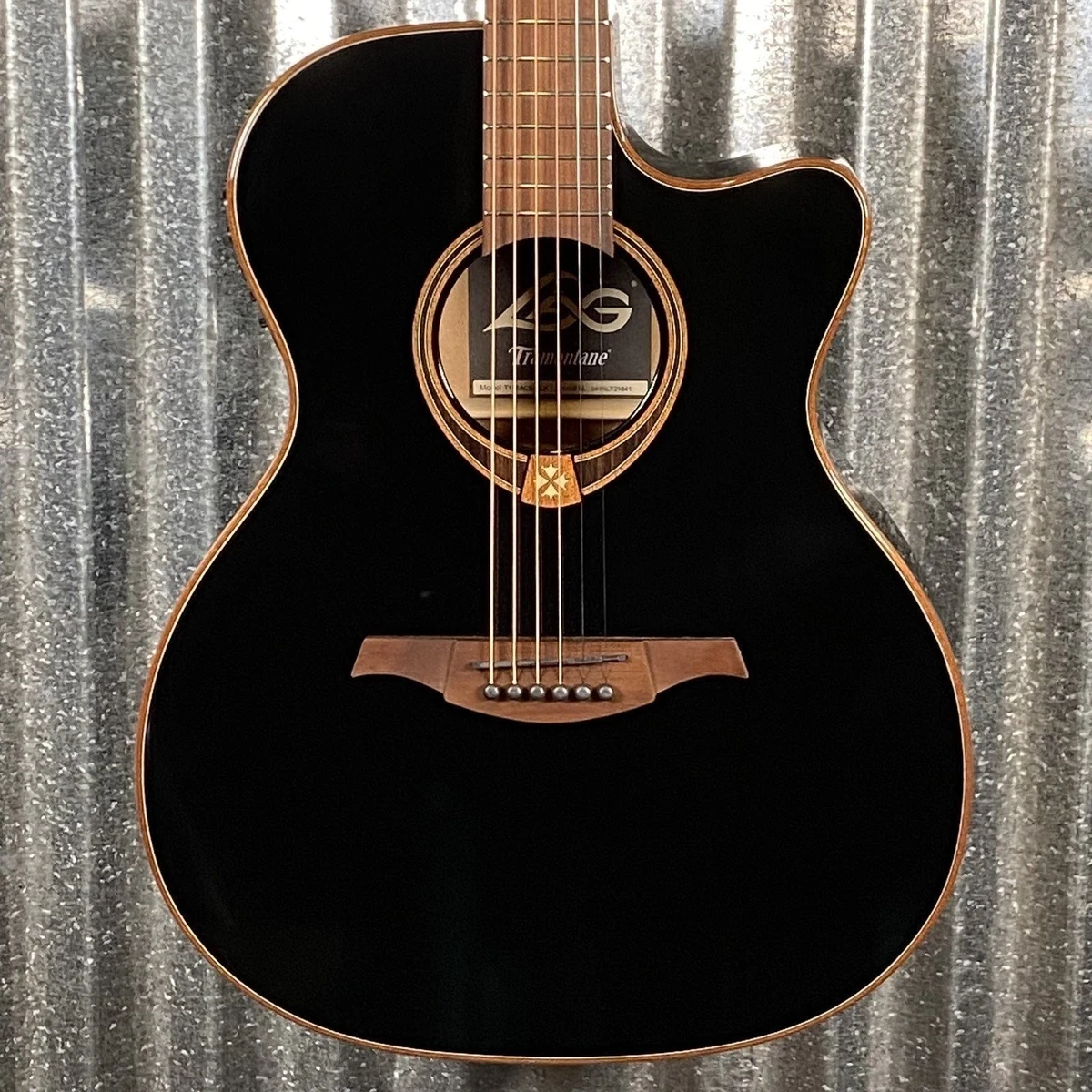 LAG Guitars T118ACE-BLK Black Auditorium Cutaway Acoustic Electric