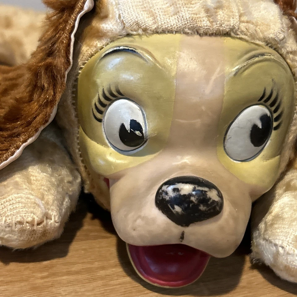 Figura de juguete de peluche de perro dama y vagabundo de Disney cara de goma Gund de la década de 1950 Foto 2 de 4