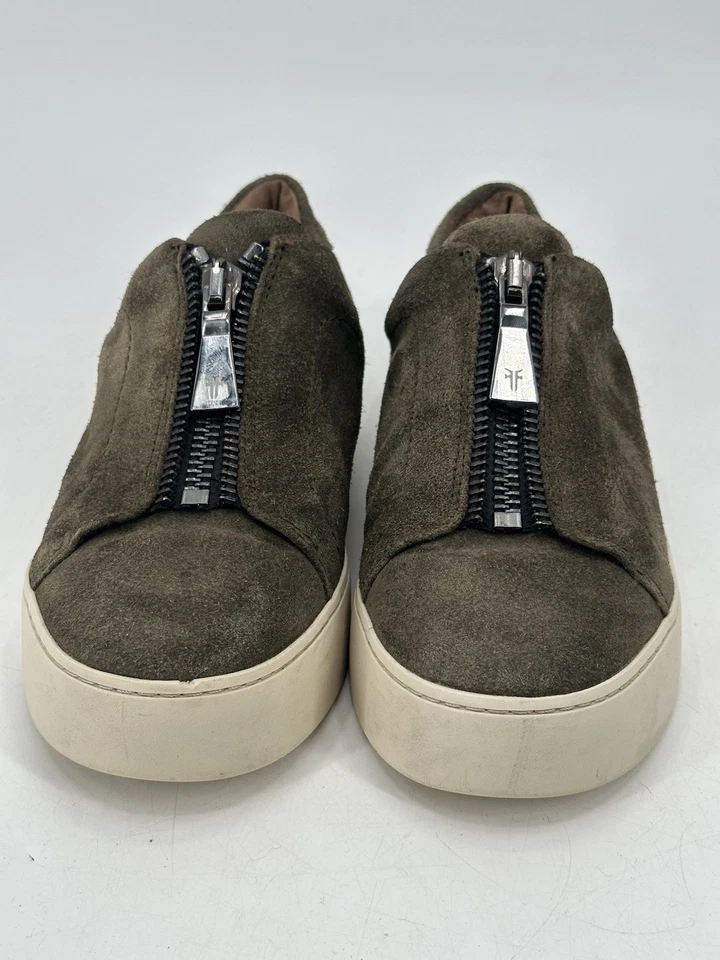 Frye Lena Olive 绿色麂皮绒拉链前运动鞋带拉链闭合 - 8 码 — 第 3/4 张图片
