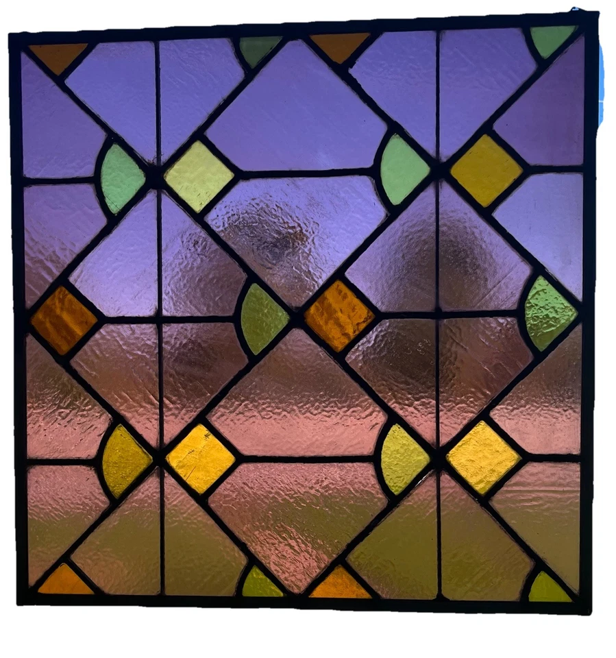 ANTIQUE ABSTRACT STAINED GLASS WINDOW, Pittsburgh PA church 1900 - Image 4 of 4