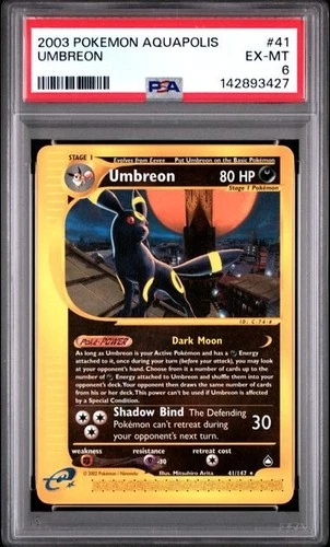 2003 POKEMON AQUAPOLIS #41 UMBREON PSA 6 New Cert Free Shipping!