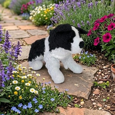 Douglas Meadow 8'' Border Collie Dog Plush Stuffed Animal Cuddle Black White Pup