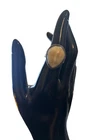 Vintage Sterling Silver  Carved Bovine Bone Goddess Moon Face Ring Boho Sz 7