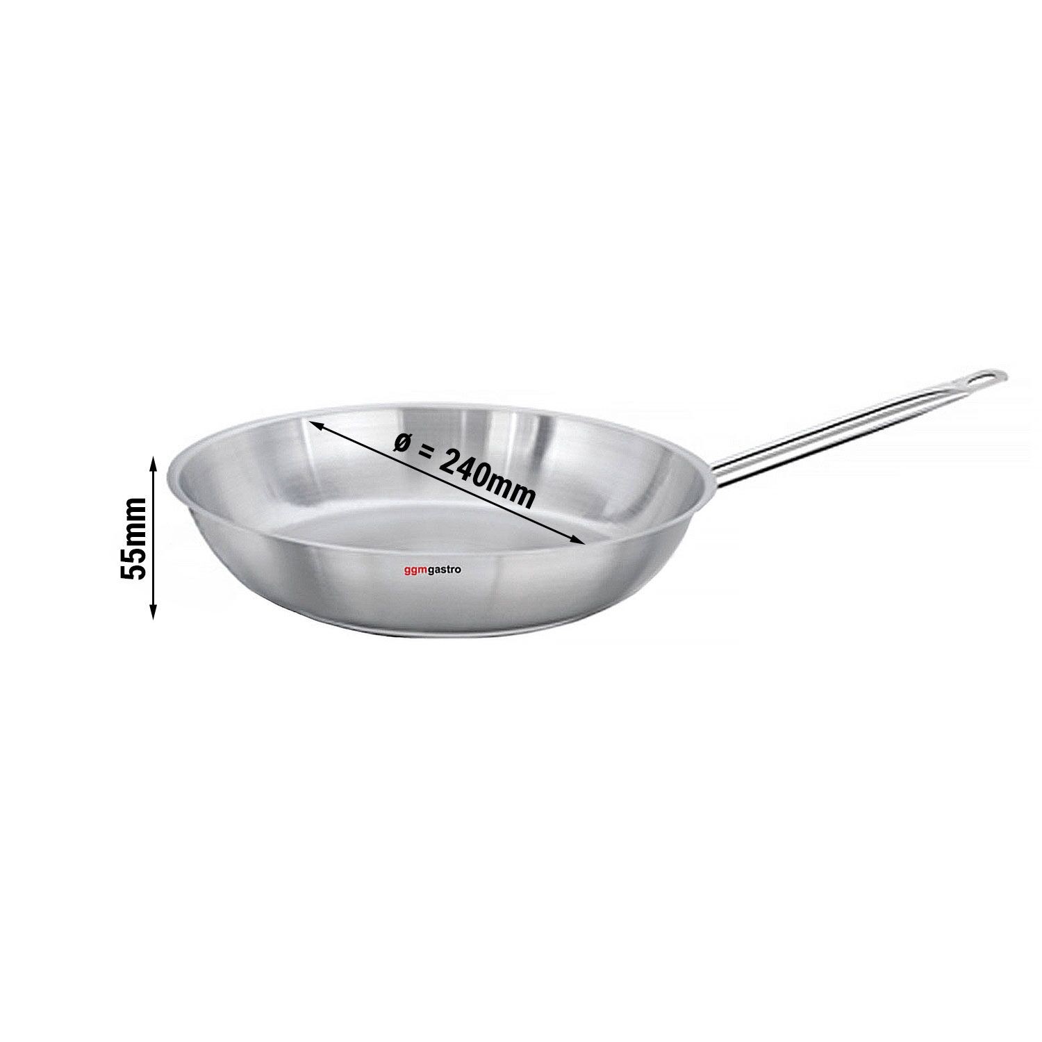 GGM Gastro Bratpfanne - Edelstahl - 2 Liter - Ø 240mm - Höhe: 55mm
