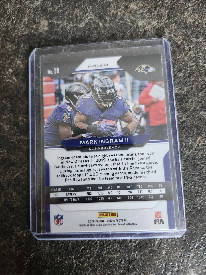 2020 Panini Prizm Green Mark Ingram II Card# 39 - Image 2 of 2