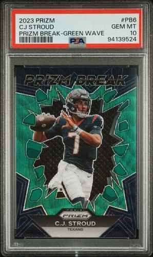 2023 PANINI PRIZM PRIZM BREAK GREEN WAVE #PB6 CJ STROUD ROOKIE RC PSA 10