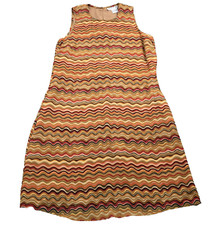 VTG Tracy M Womens Sleeveless Silk Dress Sz M Orange Yellow Brown Lined NWOT