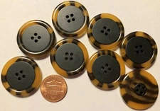 8 Large Brown & Black Faux Tortoise Plastic Coat Buttons 1 1/8" 28mm 5840