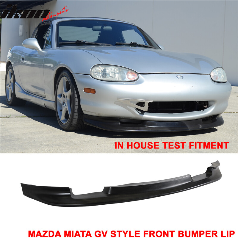 GV Style Front Bumper Lip Spoiler For 1999-2000 MAZDA MIATA - PU Black, Unpainted