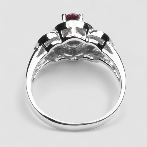 RARE Pink Rhodolite Garnet 925 Sterling Silver White Gold Plated Rings Size 6 - Picture 4 of 8