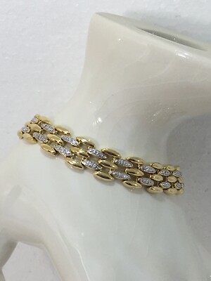 Sterling Silber 925 Armband mit goldfarbenem & offenem Kastenverschluss.