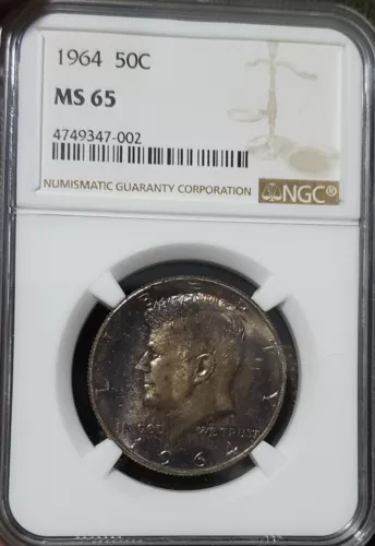 1964 Kennedy half dollar 50c NGC MS 65 monster dark toning