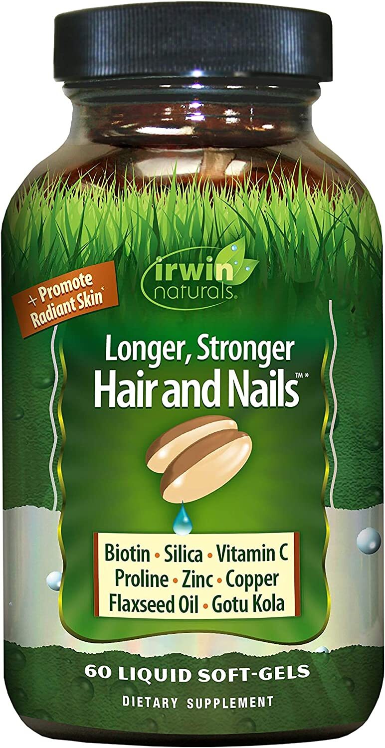 Irwin Naturals Longer Stronger Hair and Nails Shine Texture Strength 60 Softgels