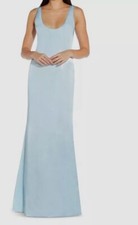  195 Aidan by Aidan Mattox Women's Blue Satin Bow Mermaid Evening Dress Size 6