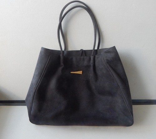 Donna Karan Cosmetics Shoulder Bag Tote Black Soft Faux Suede