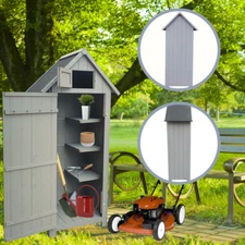 30.31"X 20.48"X 65.75" Outdoor Wooden Tool Storage Shed Store Patio Furniture