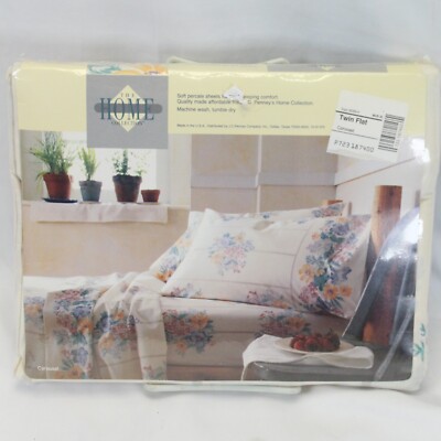 J C Penney Home Carousel Twin Flat Sheet No Iron Percale 180 Threads  NEW!