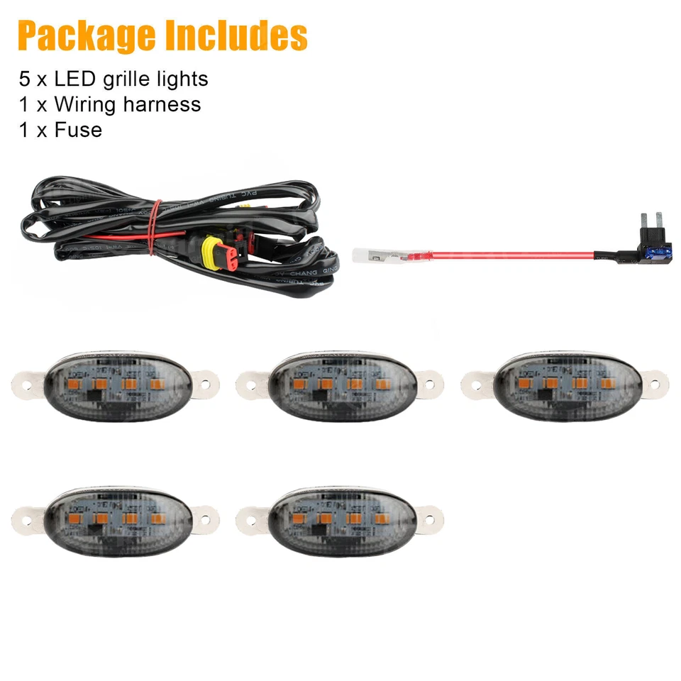 Parrilla delantera ámbar para Jeep Grand Cherokee 2003-21 luz LED estilo Raptor Foto 3 de 4