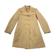 Kookai Women's Pea Coat | Vintage High End Luxury Designer Beige Peacoat Vtg
