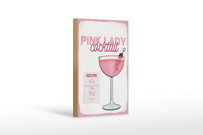 Holzschild Rezept Pink Lady Cocktail Recipe 12x18 cm Deko Schild