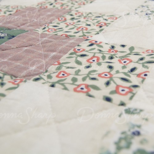 Donna Sharp Peach Rose Cotton Pieced Queen Quilt Set Patchwork Vintage Floral - Picture 5 of 5